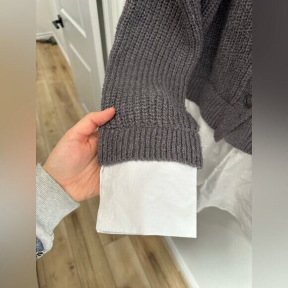 Anthropologie Gray Sweater with White Hem - Picture 5 of 8